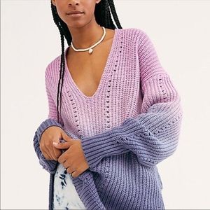 Free People Come Together Ombré Deep-V Sweater